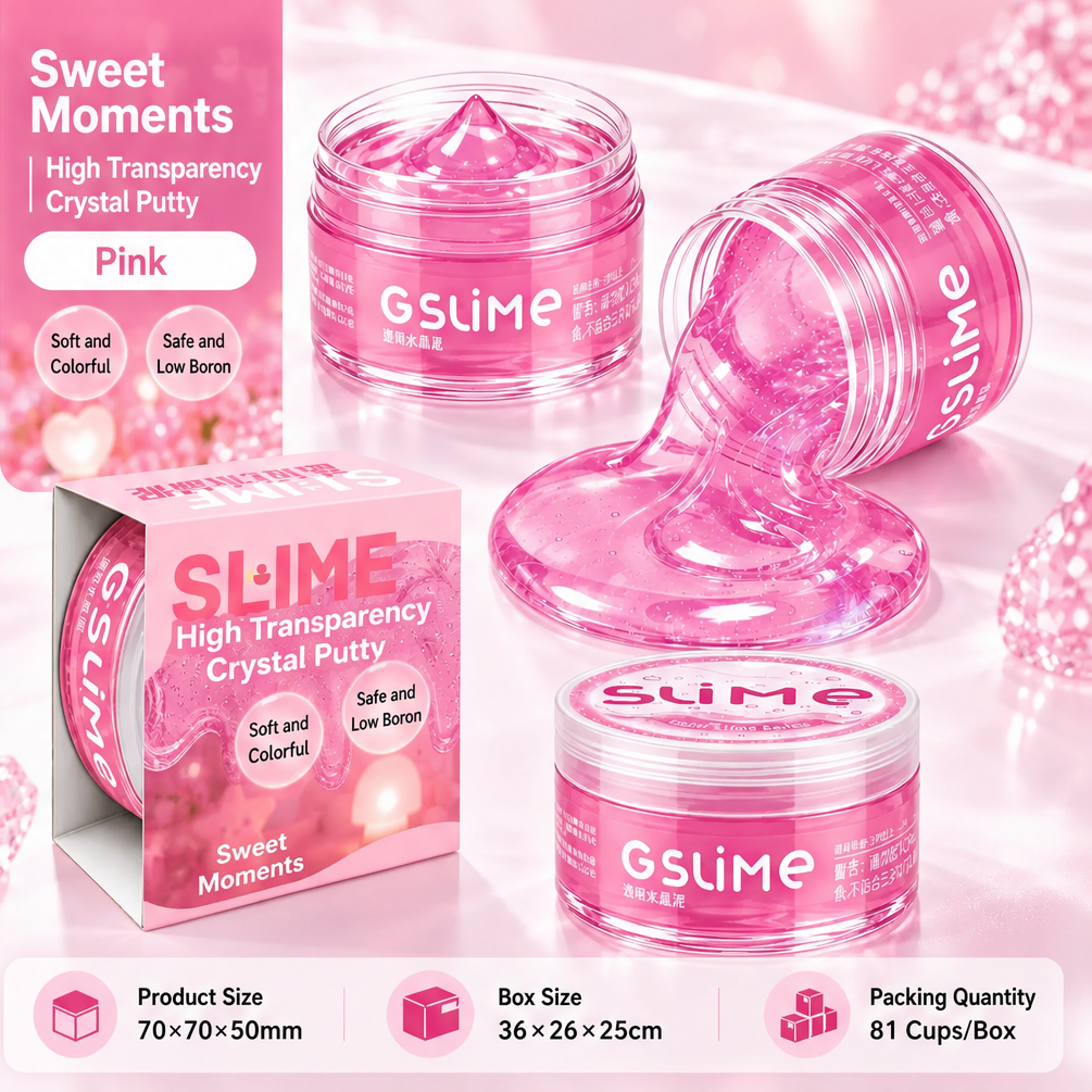High Clear Crystal Slime, Aesthetic Bubble Slime DIY Stress Relief Putty, Non Sticky Sensory Fidget Toy for Adults