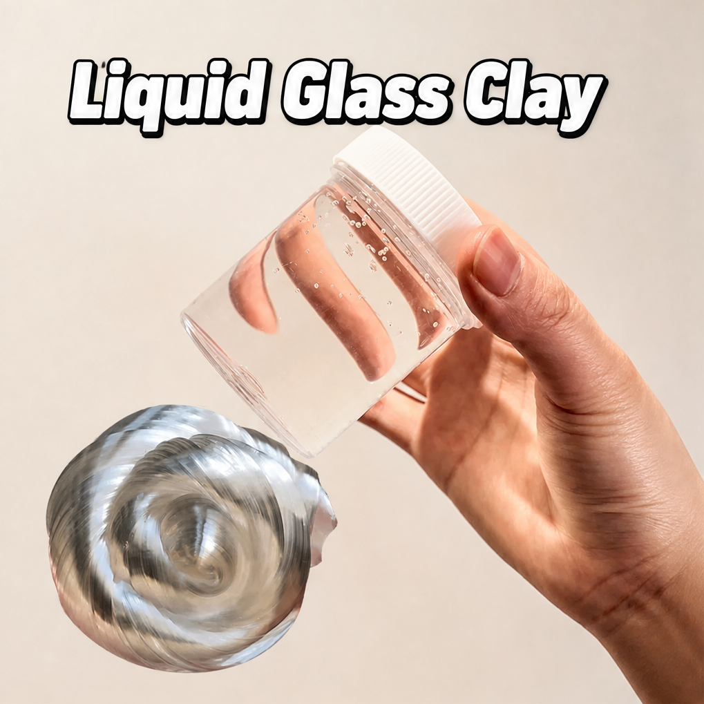 Liquid Glass Clay Non-Newtonian Fluid, Clear Stretch Slime Filler for Handmade Squishy