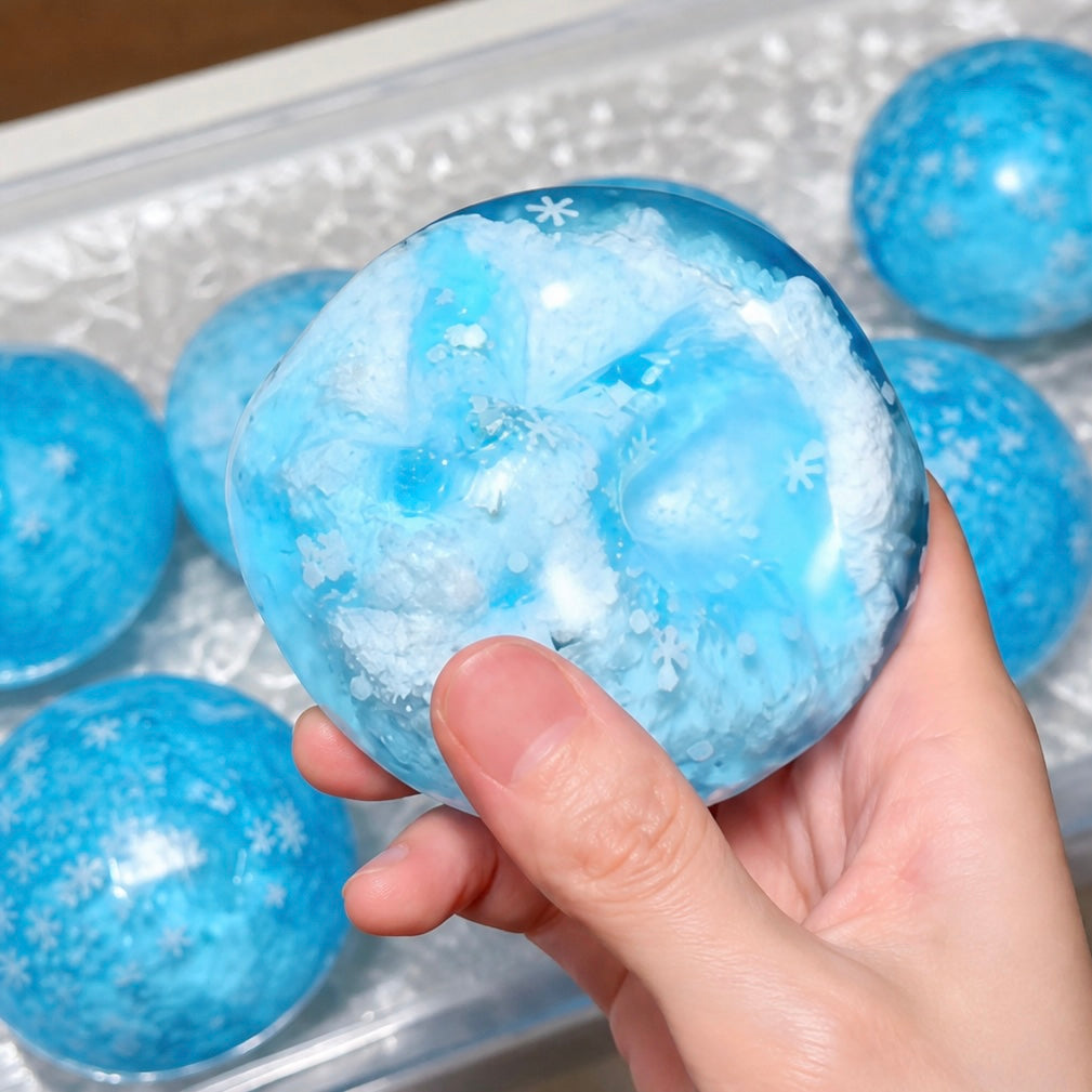 Snowflake Ice Sand Crispy Squeeze Ball | Non-Bouncy Handmade for Adult Stress Relief Fidget Squishy
