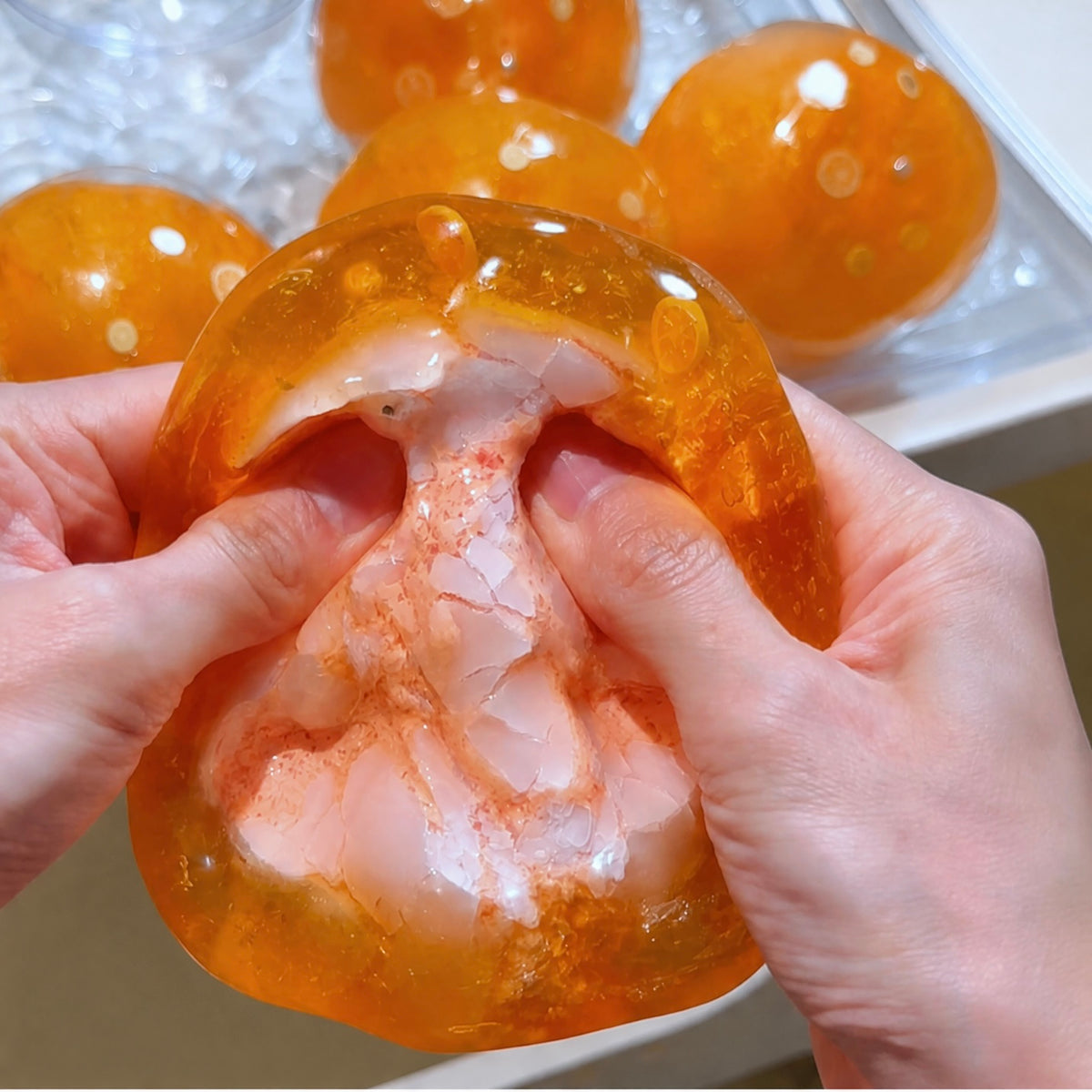 Burst Crunchy Round Squishy, Slush Filling Moldable Vaseline Base Tactile Squeeze