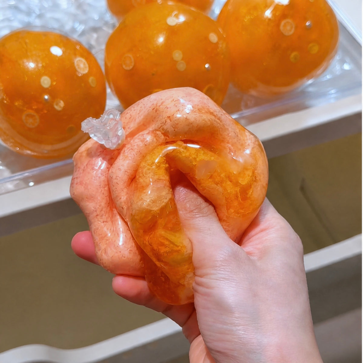 Burst Crunchy Round Squishy, Slush Filling Moldable Vaseline Base Tactile Squeeze