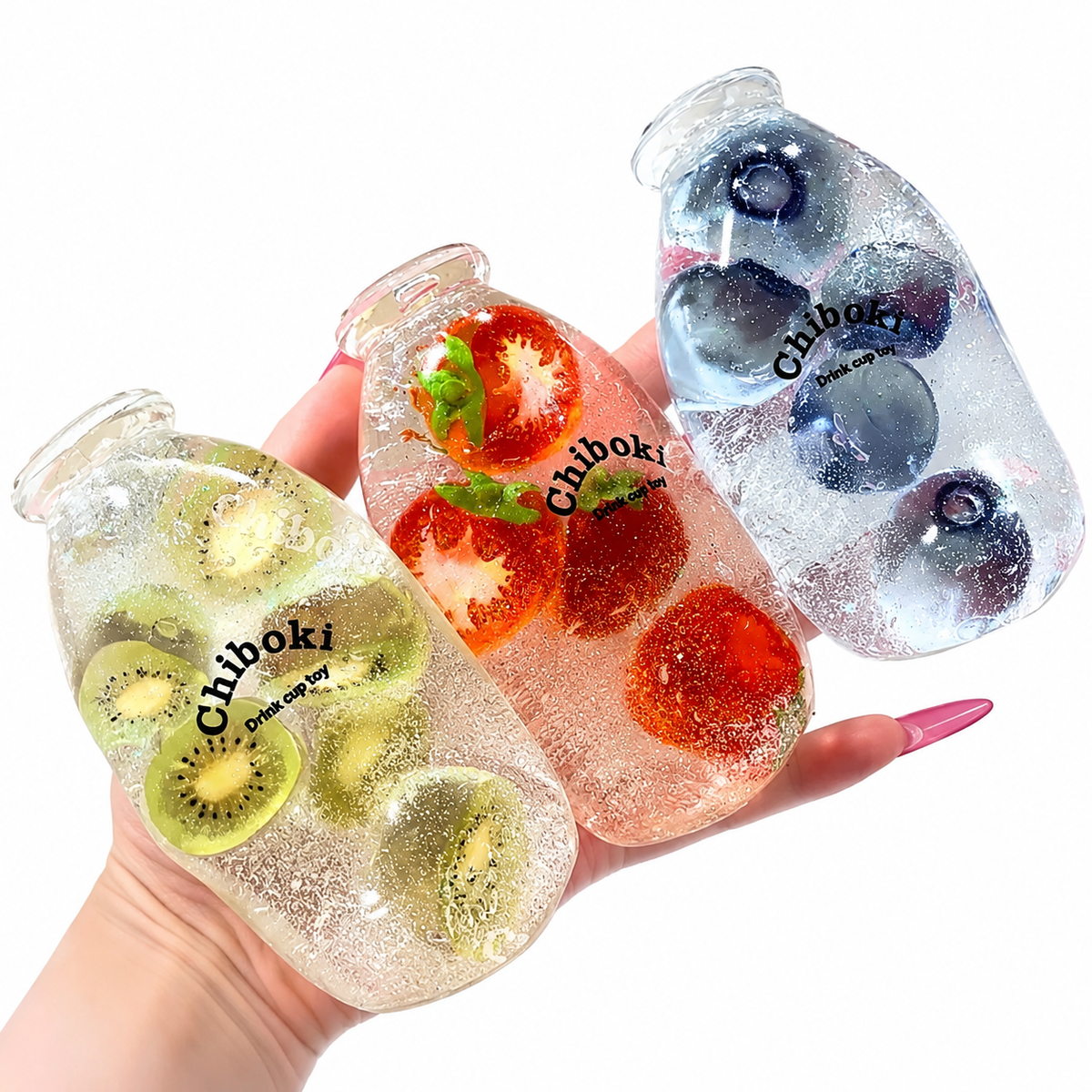 Chiboki Glass‑Fruit‑Candy‑Bottle Squishy | Handmade Moldable Vaseline‑Texture Fidget Stress Relief Toy|weak grip squishy