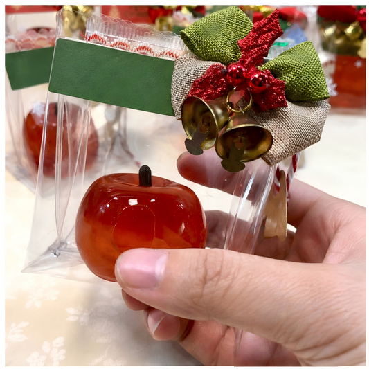 Handmade Christmas Red Apple Silicone Squishy | Realistic Fruit Replica Stress Relief Fidget Toy for Adult Collection