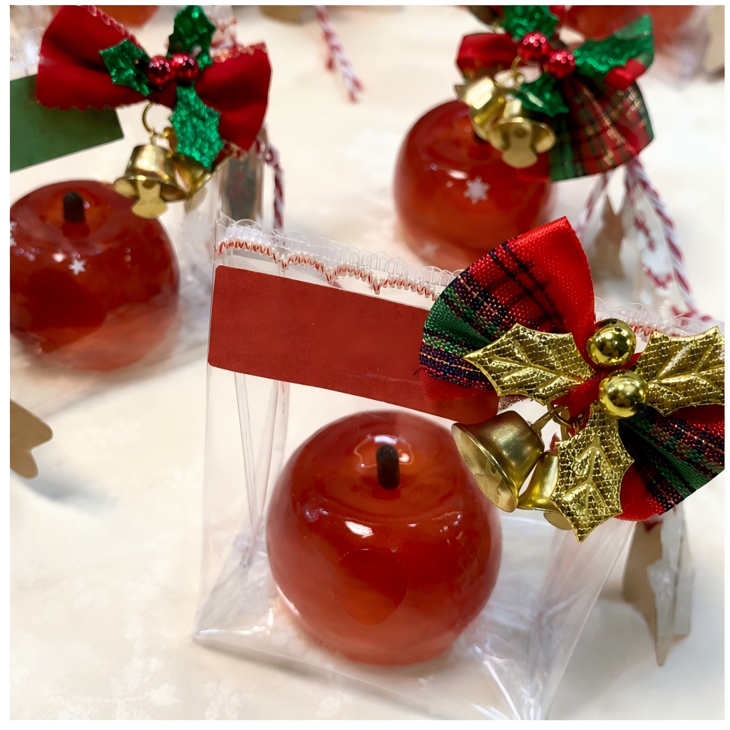 Handmade Christmas Red Apple Silicone Squishy | Realistic Fruit Replica Stress Relief Fidget Toy for Adult Collection