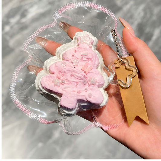 Handmade Christmas Tree Silicone Stress Relief Squish, Adult Tactile Fidget with Keychain