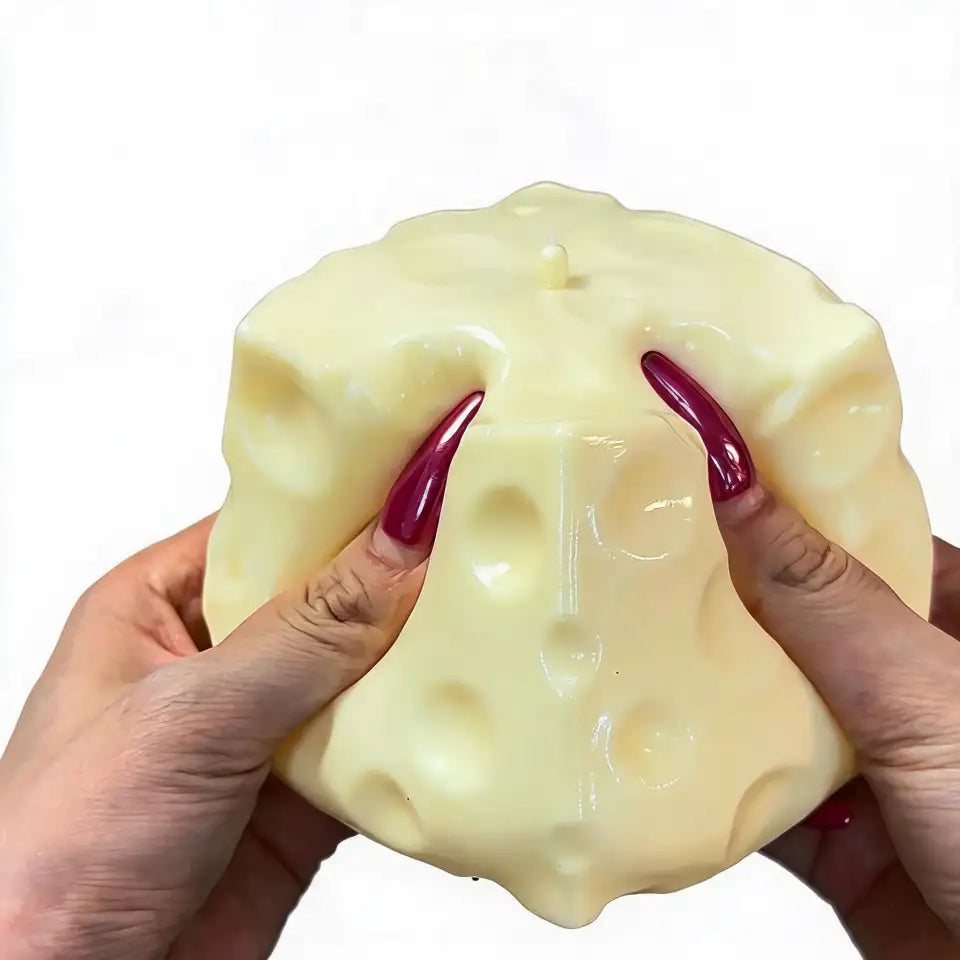 7CM Handmade jumbo cheese squishy fidget toy| super soft moldable for stress relief|weak strip squishy
