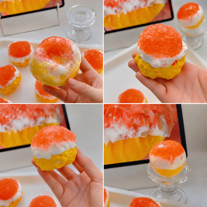 Handmade Solid Mango Pomelo Sago Silicone Squishy Ball, Textured Sensory Fidget for Adults, Stress Relief Squeeze Decor
