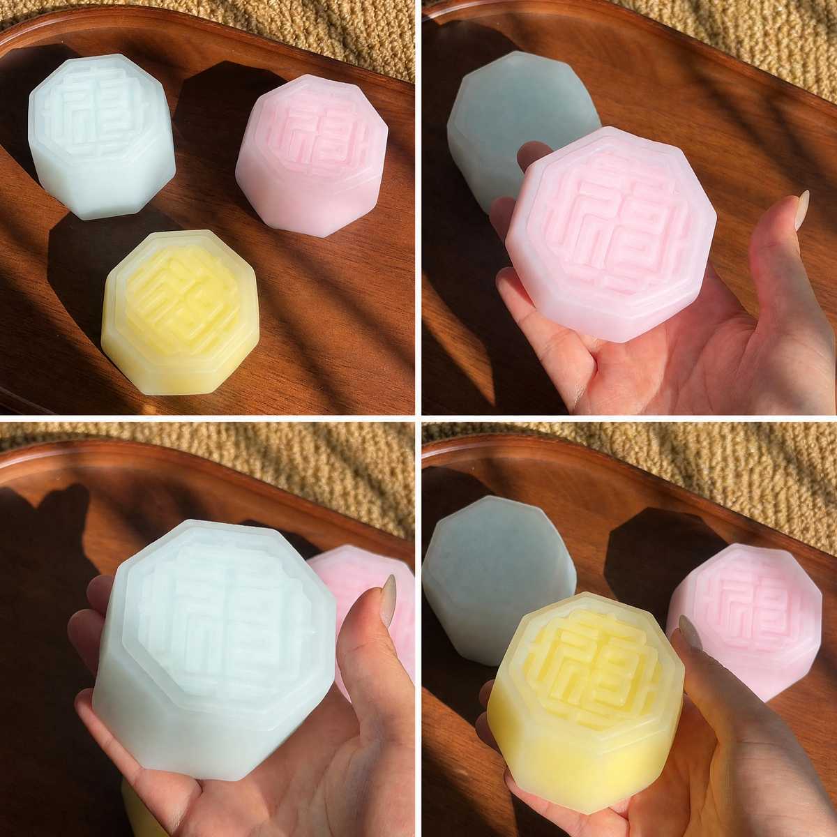 Handmade Snow Skin Mooncake Silicone Squishy, Soft Kneadable Fidget Squeezer for Stress & Anxiety Relief, Adult Collectible