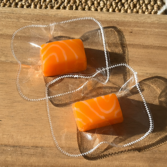 Lifelike Mini Salmon Chunk Squishy Handmade Silicone Squeeze Toy, Food Replica Fidget Toy with Creamy Mud Texture, Anxiety Relief Desktop Decor for Adult Hobbyists