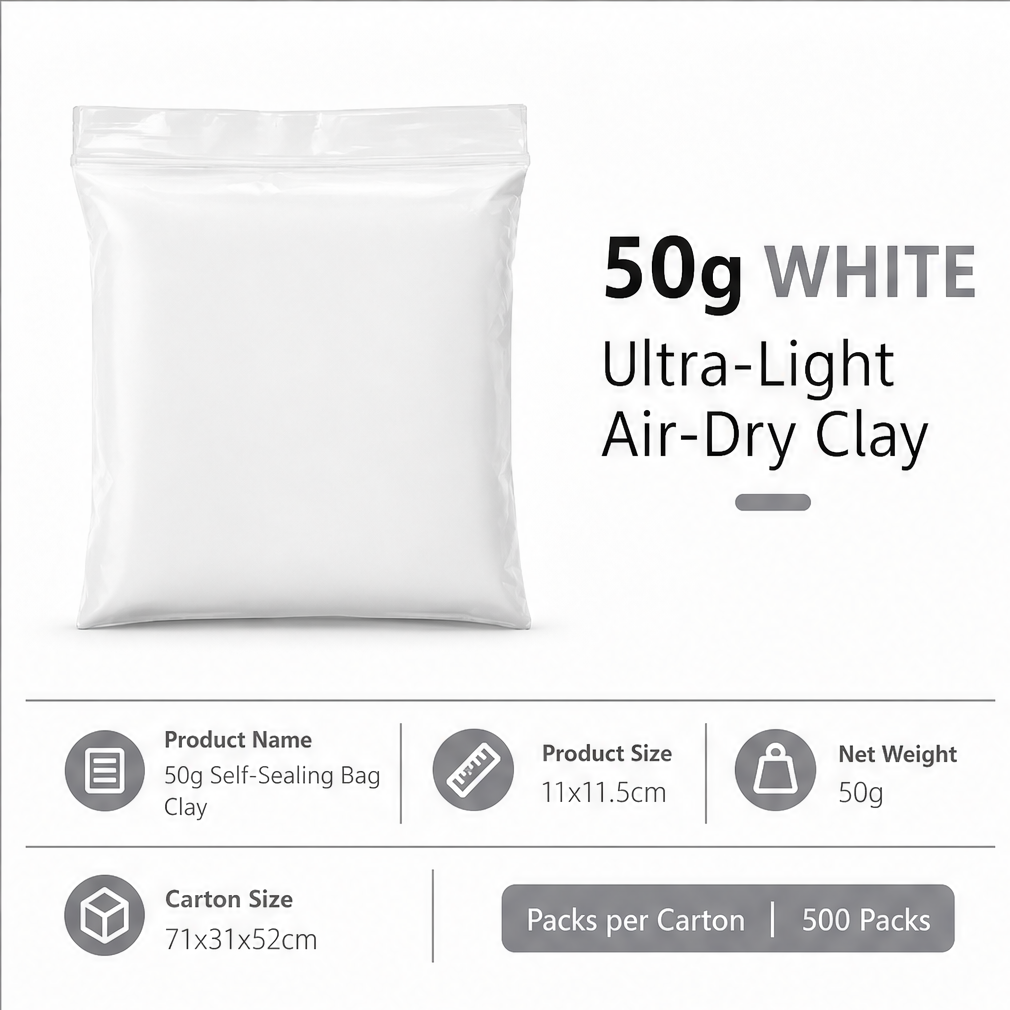 50g Super Light Air Dry Modeling Clay, Non Toxic DIY Soft Clay, Filler for Handmade Squishy & Slime, Craft Supplies