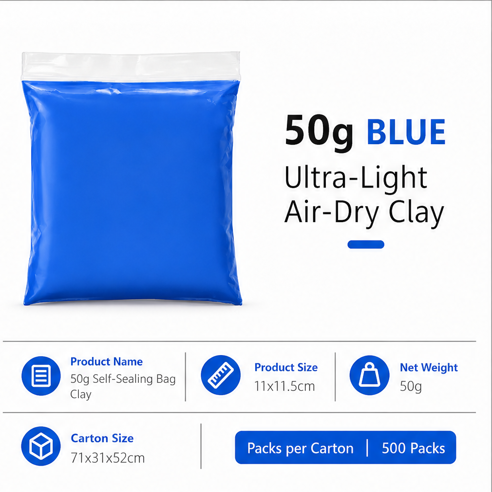 50g Super Light Air Dry Modeling Clay, Non Toxic DIY Soft Clay, Filler for Handmade Squishy & Slime, Craft Supplies