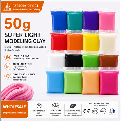50g Super Light Air Dry Modeling Clay, Non Toxic DIY Soft Clay, Filler for Handmade Squishy & Slime, Craft Supplies