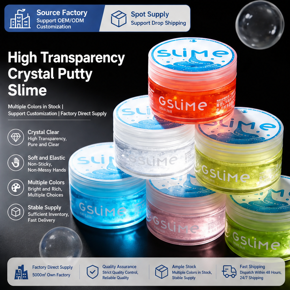 High Clear Crystal Slime, Aesthetic Bubble Slime DIY Stress Relief Putty, Non Sticky Sensory Fidget Toy for Adults
