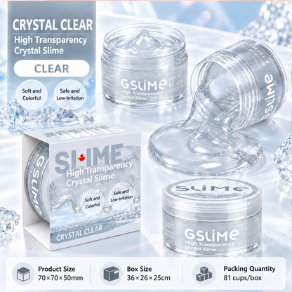 High Clear Crystal Slime, Aesthetic Bubble Slime DIY Stress Relief Putty, Non Sticky Sensory Fidget Toy for Adults