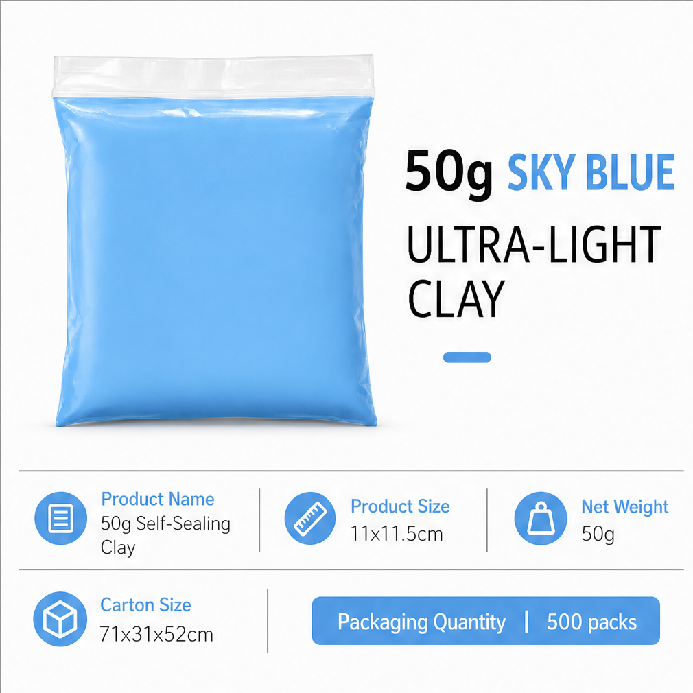50g Super Light Air Dry Modeling Clay, Non Toxic DIY Soft Clay, Filler for Handmade Squishy & Slime, Craft Supplies
