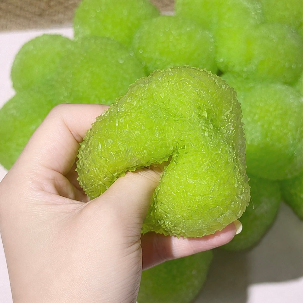 Handmade realistic Green Grape Slush Squishy Ball |Non‑Spring‑Back Moldable Granular Fidget Toy for Adult Stress Relief