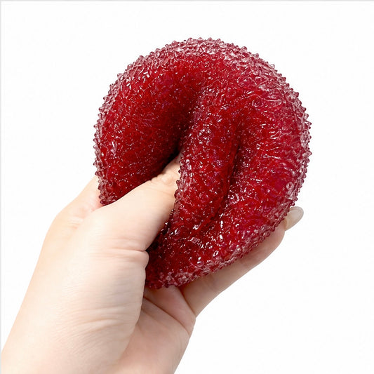 Chiboki Red Bayberry Ice‑Slush Squishy｜Snow‑Crunch Auditory Feedback Moldable Non‑Rebound Handmade Squeeze Fidget