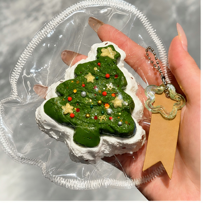 Handmade Christmas Tree Silicone Stress Relief Squish, Adult Tactile Fidget with Keychain