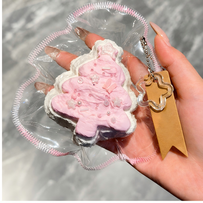 Handmade Christmas Tree Silicone Stress Relief Squish, Adult Tactile Fidget with Keychain
